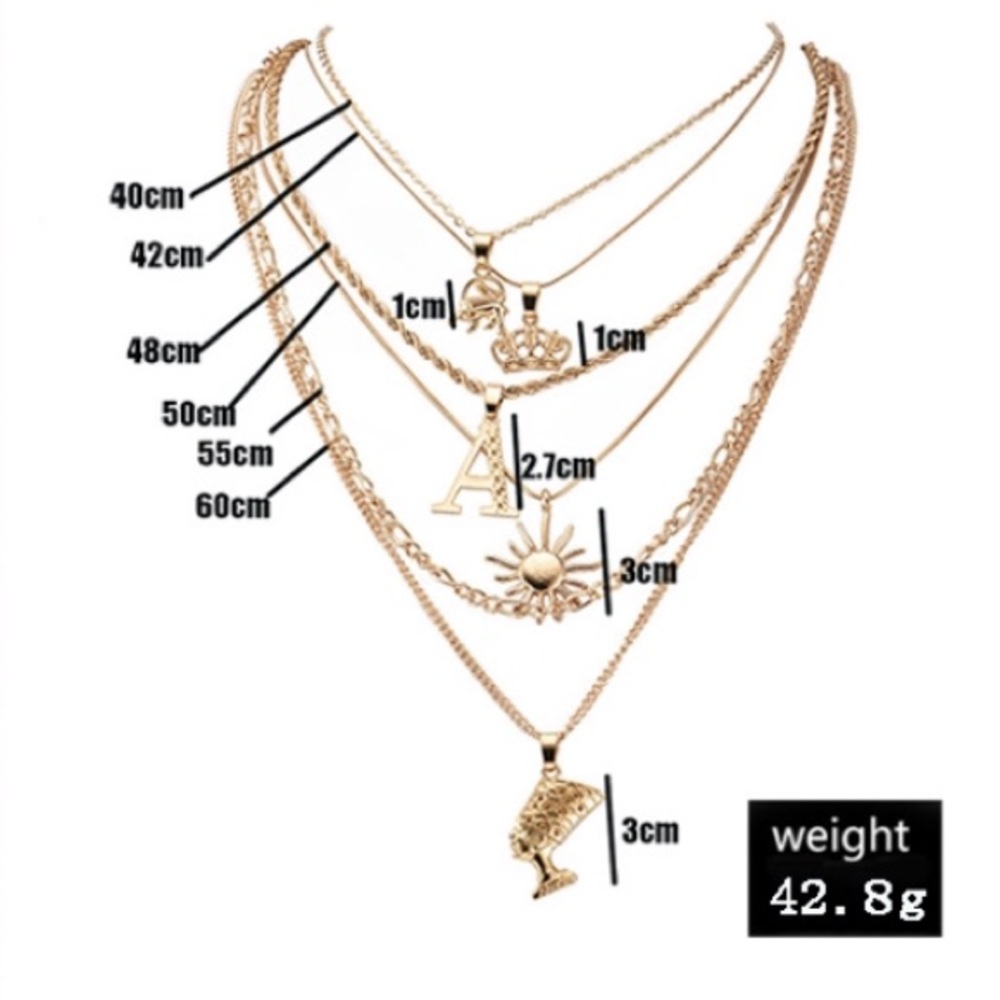 New Chain Multilayer Pendant Necklace - Picture 2 of 2
